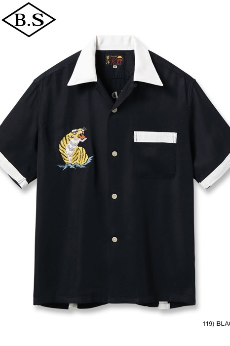 テーラー東洋 TAILOR TOYO 半袖シャツ TT39508 SUKA SHIRT “ROARING TIGER” BLACK 