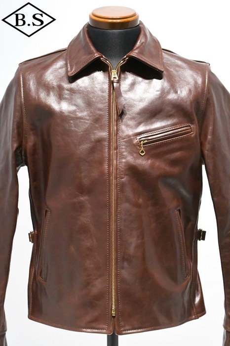 エアロレザー ハーフベルテッド ホースハイド レザージャケット 34