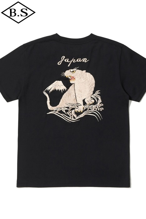 テーラー東洋 TAILOR TOYO Tシャツ TT79743 SUKA T-SHIRT EMBROIDERED TIGER BLACK
