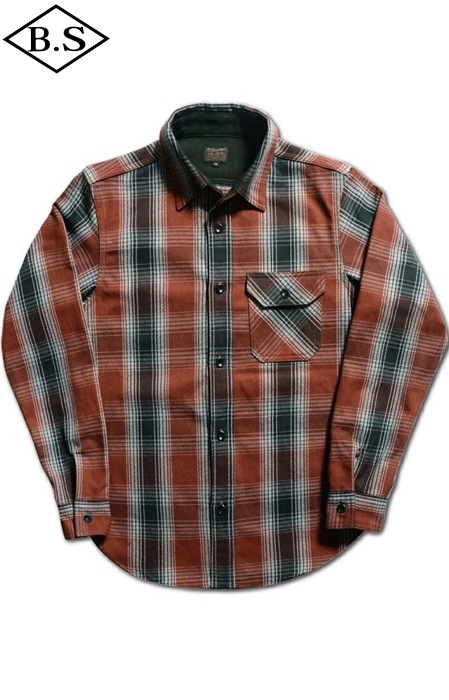 デラックスウエア DELUXEWARE 長袖シャツ HV-59 OMBRE HEAVY NEL SHIRT BUR.CK