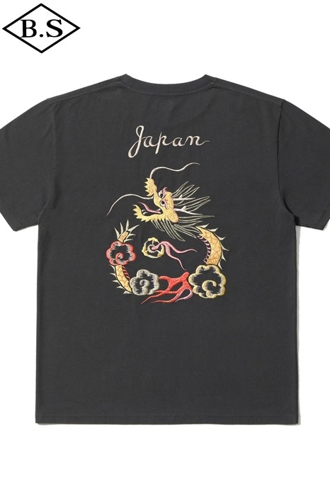 テーラー東洋 TAILOR TOYO Tシャツ TT79744 SUKA T-SHIRT EMBROIDERED DRAGON A.BLACK