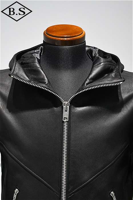 Schott フード付きブラックレザージャケット LEATHER HOOED JACKET/レザー フーデッドジャケット | Schott