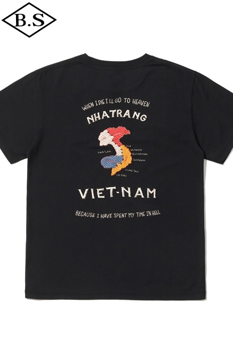テーラー東洋 TAILOR TOYO Tシャツ TT79745 SUKA T-SHIRT EMBROIDERED VIET-NAM BLACK