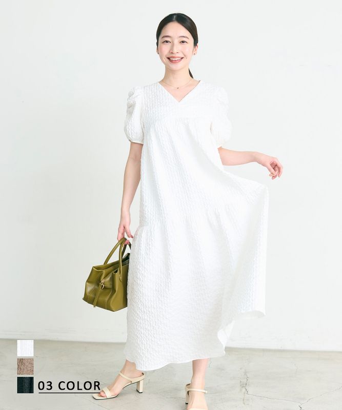 パフスリーブロングワンピース【宅配便】