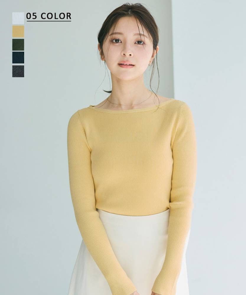 ボートネックリブニット【宅配便】