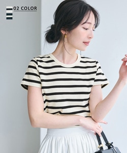 半袖クルーネックボーダートップス 【宅配便】