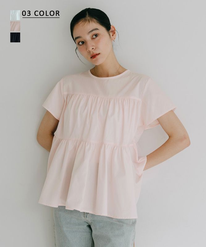 【HARUKA DESIGN】半袖ティアードブラウス【宅配便】