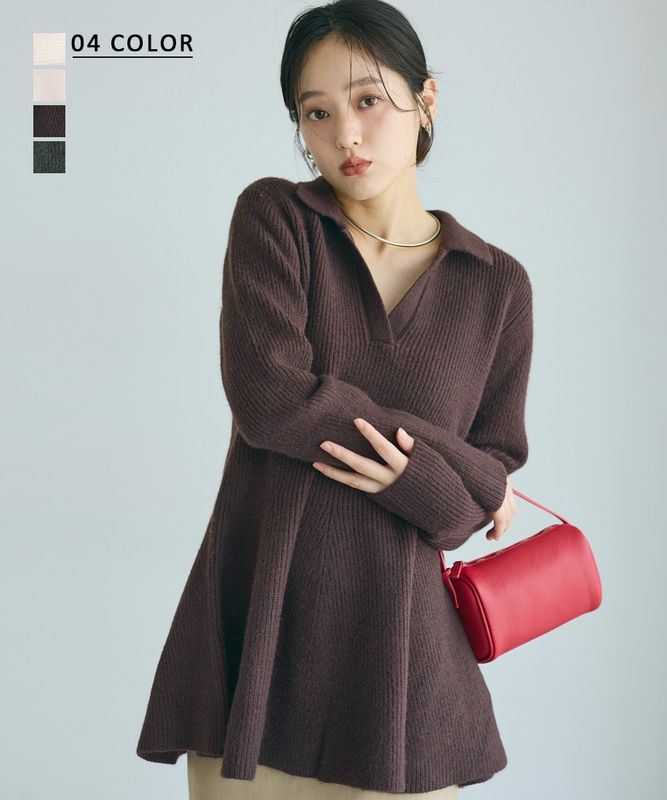 襟付きペプラムニット 【宅配便】