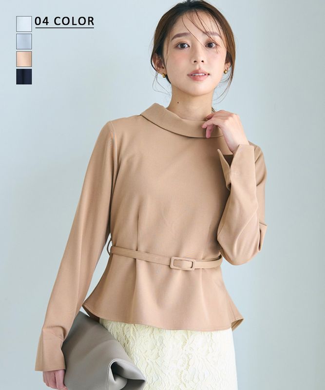 【KANA DESIGN】 ベルト付きペプラムブラウス【宅配便】