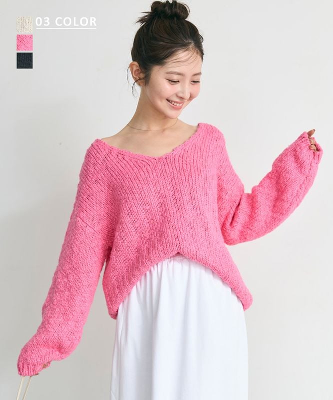 スラブヤーンニットトップス 【宅配便】