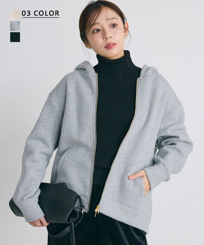 ダブルジップ裏起毛パーカー【宅配便】