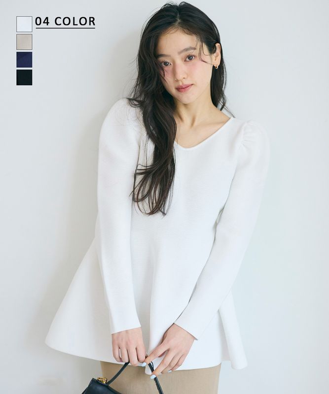 ミニパフスリーブ2wayペプラムトップス【宅配便】