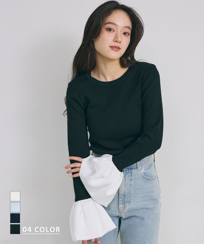 バルーンスリーブニットトップス【宅配便】