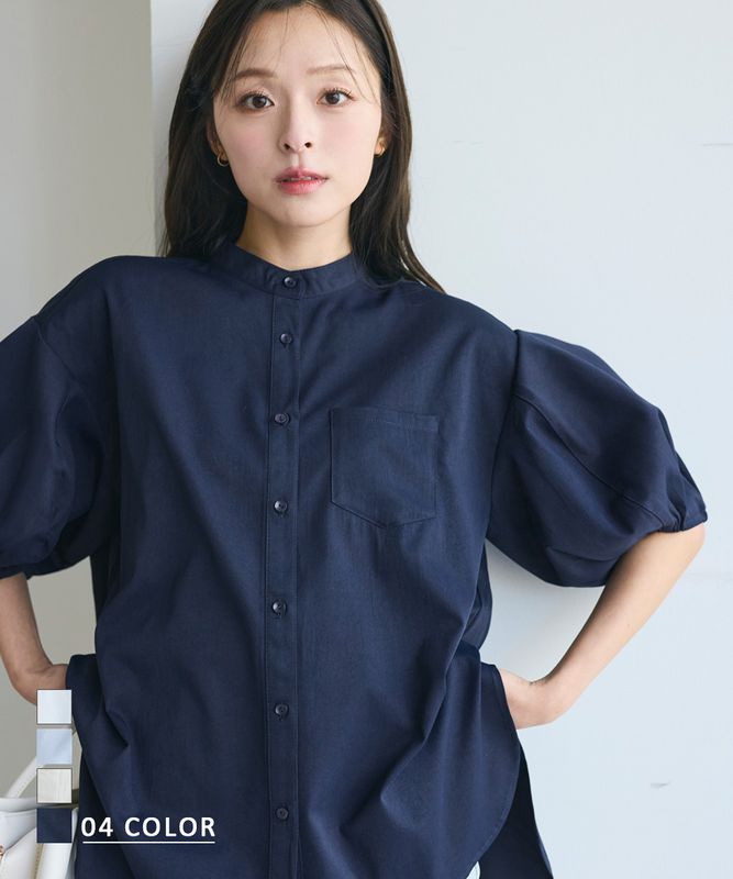 スタンドカラーバルーンブラウス【宅配便】