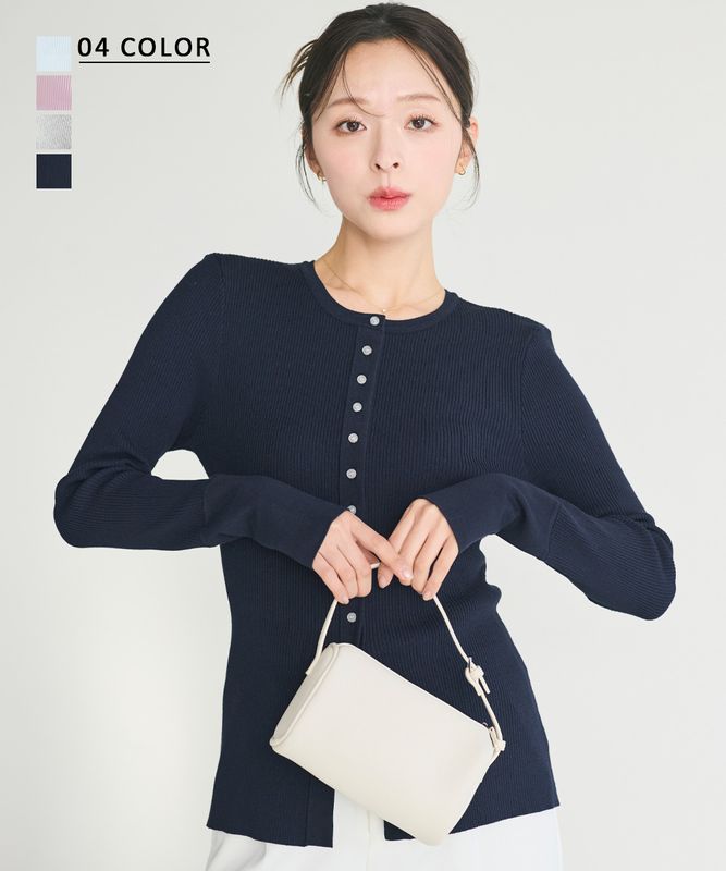 【HARUKA DESIGN】ロングカフスクルーネックカーディガン【宅配便】