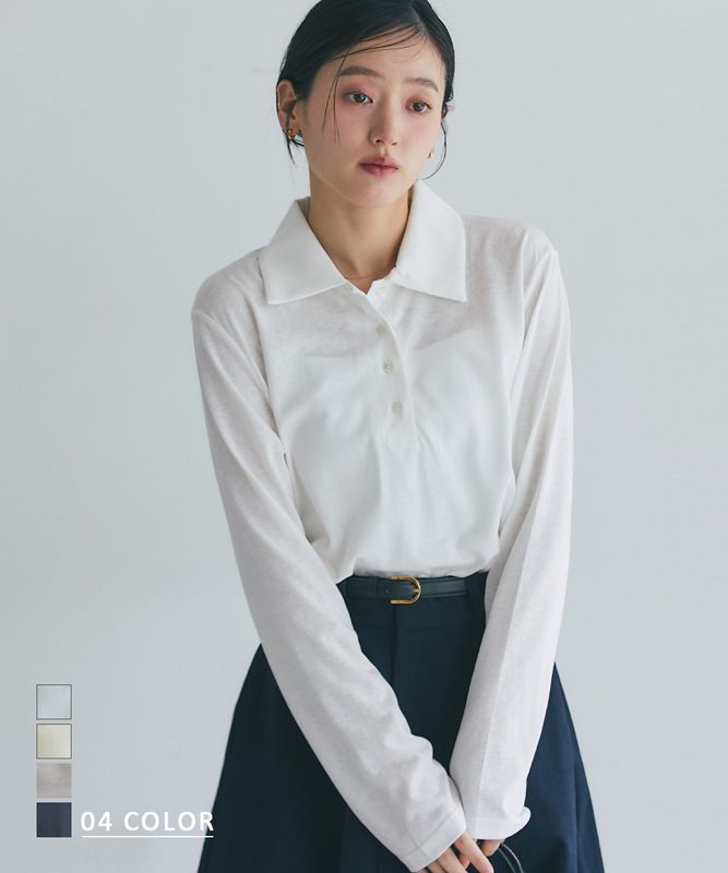 シアー長袖ポロトップス【宅配便】