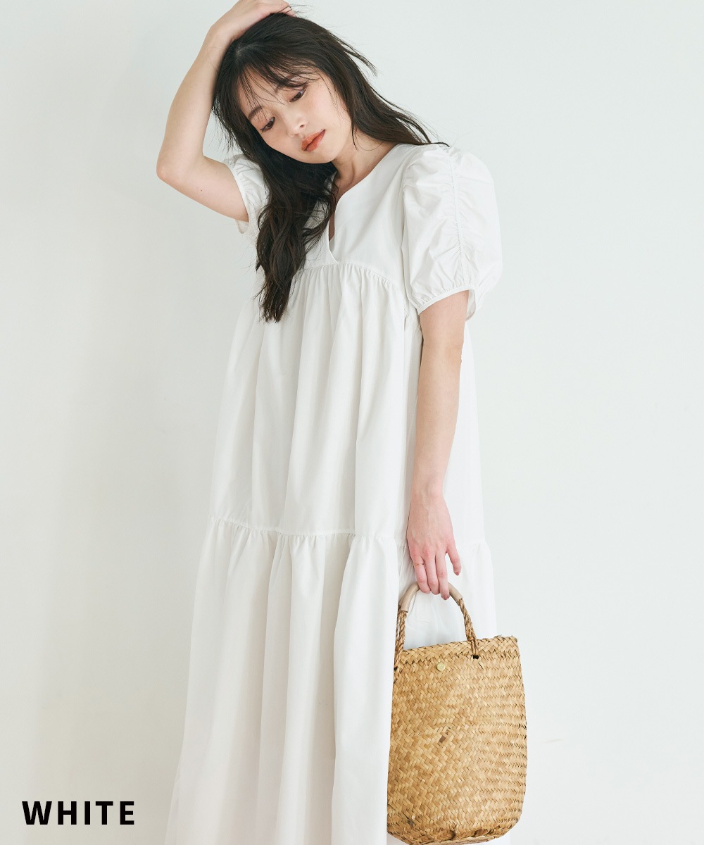 Bab アイボリー パフスリーブ ロングワンピース Bab アイボリー パフスリーブ ロングワンピース - メルカリ
