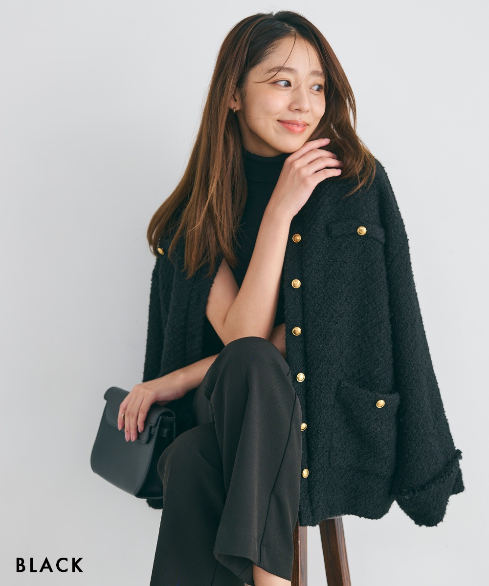 【新品未使用】BASEMENT online ゴールドボタンツイードジャケット HARUKA DESIGN】ゴールドボタンツイードジャケット【宅配便】 | すべて