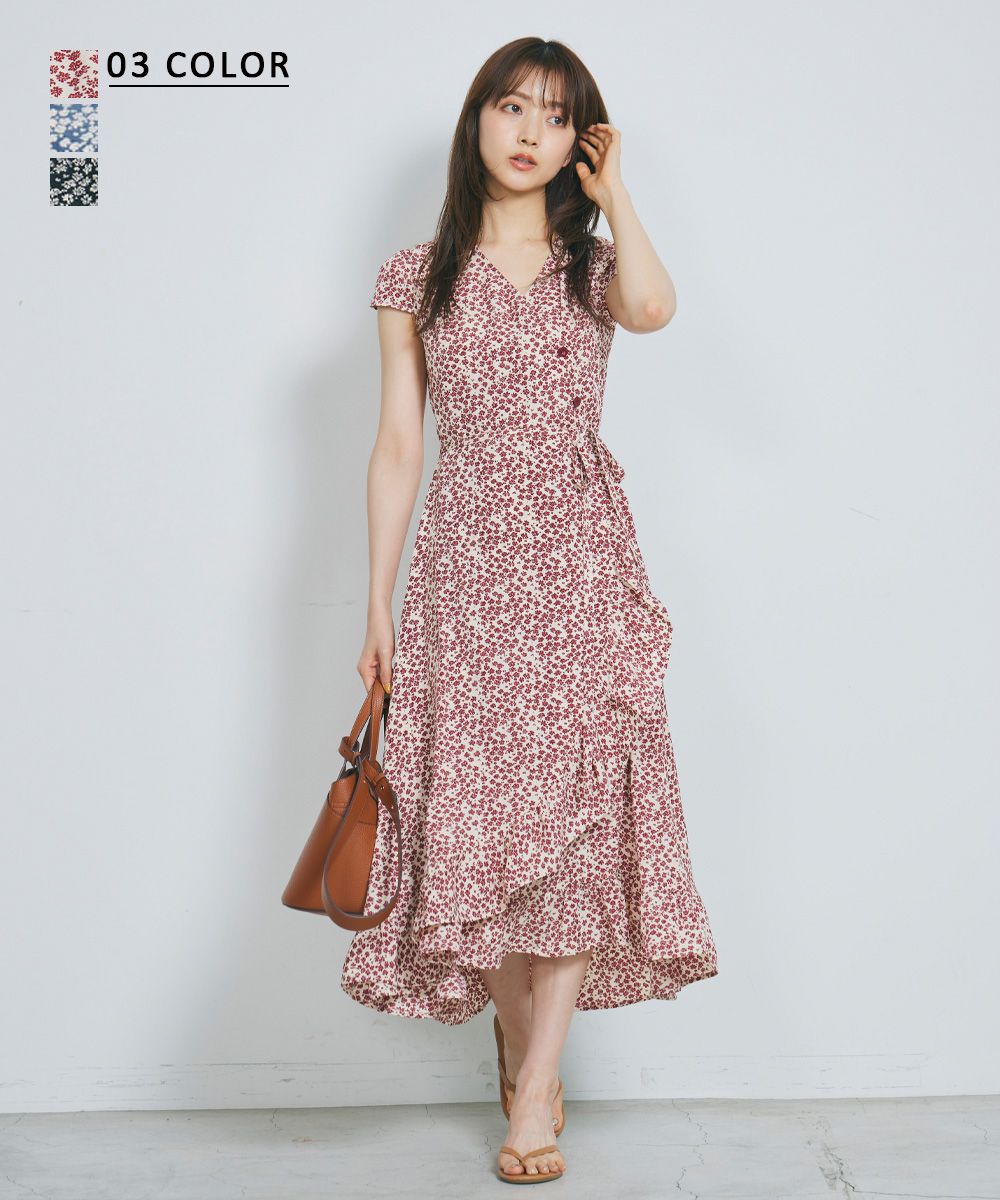 フリル花柄カシュクールワンピース 宅配便 Bo22ss 8sale New 新作商品 Basement Online