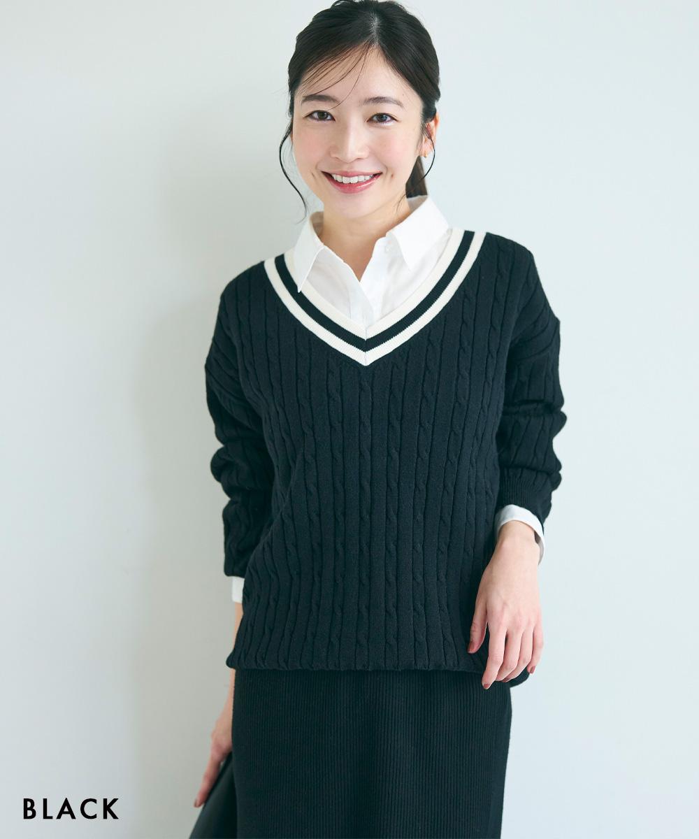 【新品】ベースメントオンライン　basement online ニットジャケット 8/13(水)12時セール開始》バーシティケーブルニット【宅配便