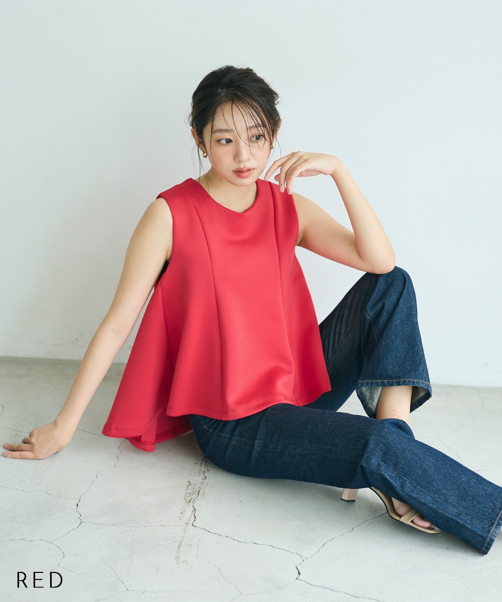 MAAYA DESIGN】フレアポンチノースリーブトップス【宅配便】 | 新作
