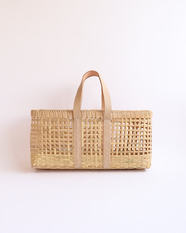 ワランワヤン　amiami    革手バスケット　Mサイズ　グレー warang wayan(ワランワヤン) amiami革手バスケット ホワイト S