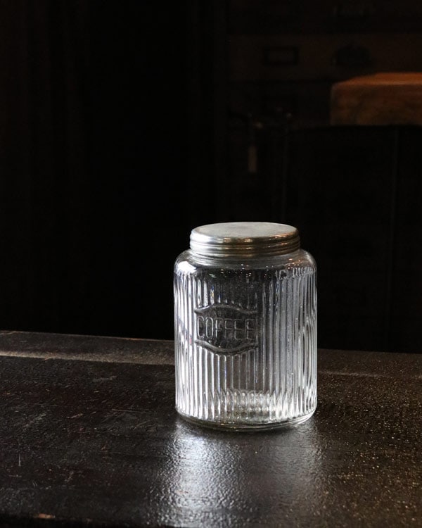 "COFFEE" Glass Jar Rib Glass B|"COFFEE" ガラスジャー リブガラス B