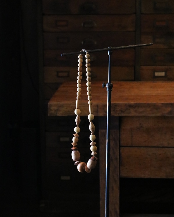 Vintage Wood Beads Necklace H|ビンテージウッドビーズネックレス H