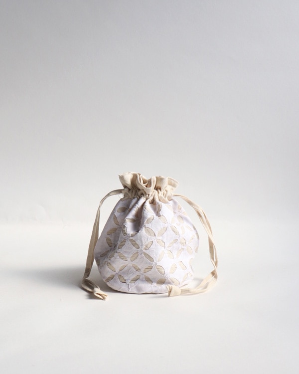 Small Drawstring Bag / Natural｜インドコットンのミニ巾着 ナチュラル