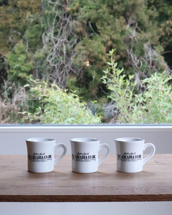 "THE ARCADIA CO. INC." Original Coffee Mug|"THE ARCADIA CO. INC." オリジナルコーヒーマグ