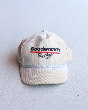 Vintage 80s Beige Embroidered Goodwrench Racing Corduroy Snapback Cap