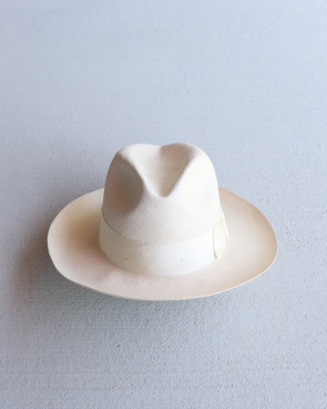 Vintage 80s White Panama Hat (S)