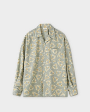 PHIGVEL ե٥DELTA PATTERN OPEN COLLAR LS SHIRT ǥ륿ѥ ץ󥫥顼󥰥꡼֥ġSAGE GREEN