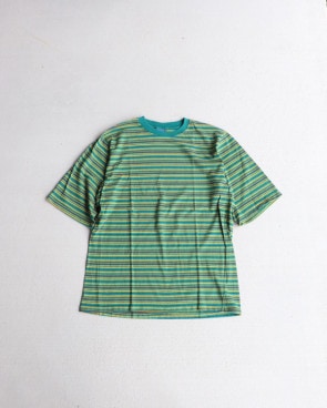 Vintage 90s Green Striped PRIDES LANDING Tee (M)