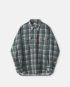 PHIGVEL ե٥PRINT FLANNEL HALF ZIP SHIRT ץȥեͥϡեåץġJADE GREEN