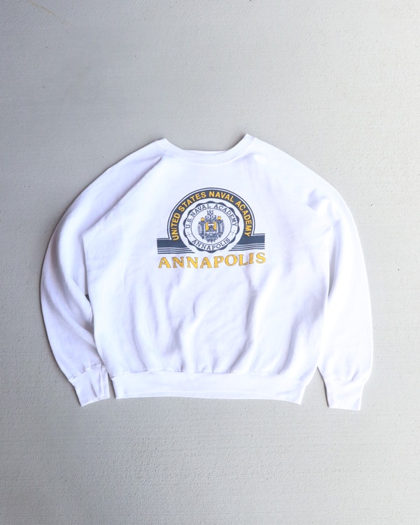 Vintage 90s White FRUIT OF THE LOOM Crewneck "ANNAPOLIS"  (L)