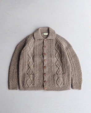 Vintage 70s Gray Fisherman Wool Cardy (L)