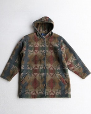 Vintage 80s Native Pattern L.L.BEAN Wool Coat (WOMAN L)