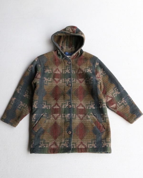 Vintage 80s Native Pattern L.L.BEAN Wool Coat (WOMAN L)