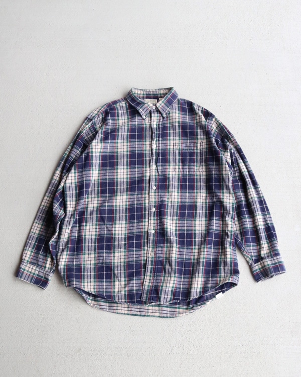 Vintage 80s Plaid L.L.Bean Lightweight Flannel B.D.Shirt (XL)