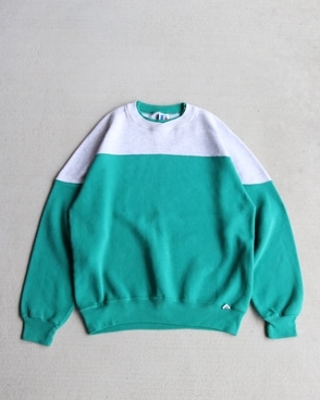 Vintage 90s Gray/Green RUSSELL ATHLETIC Doubleneck (L)