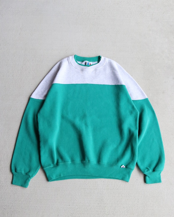 Vintage 90s Gray/Green RUSSELL ATHLETIC Doubleneck (L)