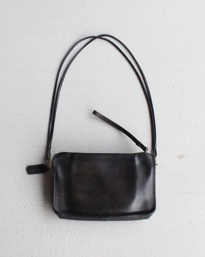 Vintage 80s Black Leather COARCH Shoulder Bag