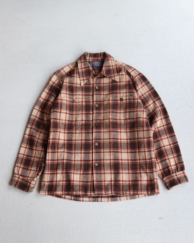 Vintage 70s PENDLETON Open Collar Wool Shirt (M)