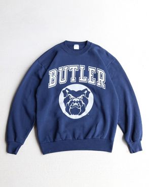 Vintage 90s Navy VELVA SHEEN Bulldog Print Crewneck (M)