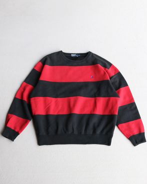 Vintage 90s Striped Polo Crewneck Sweat (M)