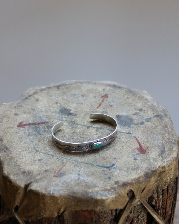 Native American Starling Silver turquoise Bangle A｜ネイティブ