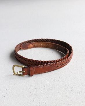 Vintage 80s Brown L.L.Bean Braided Leather Belt (36)