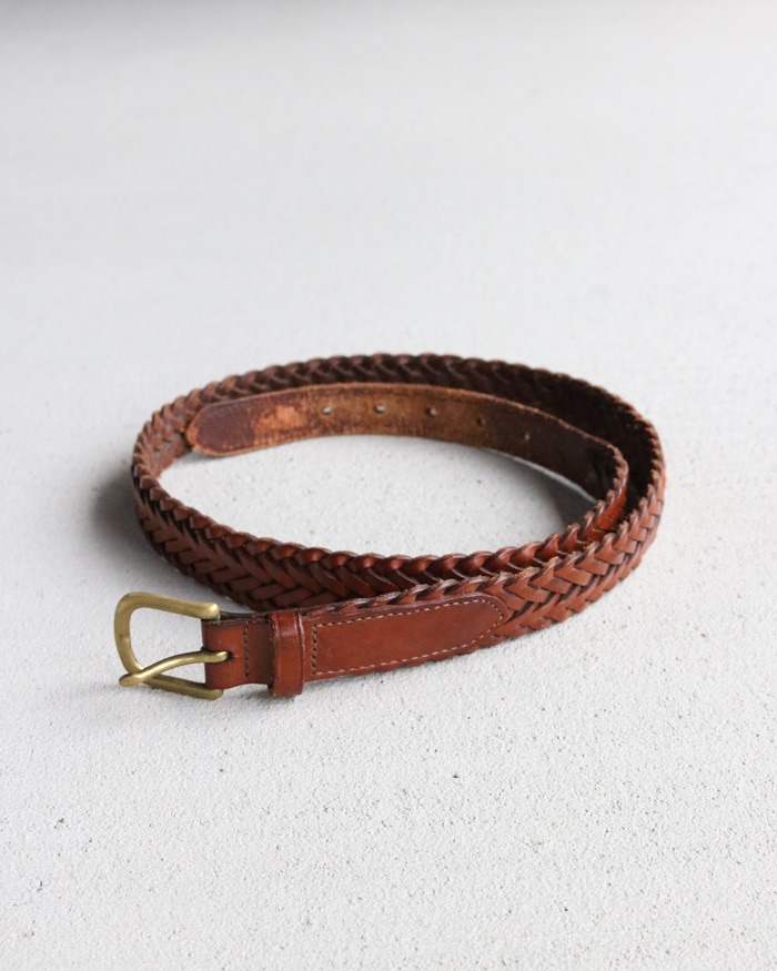 Vintage 80s Brown L.L.Bean Braided Leather Belt (36)