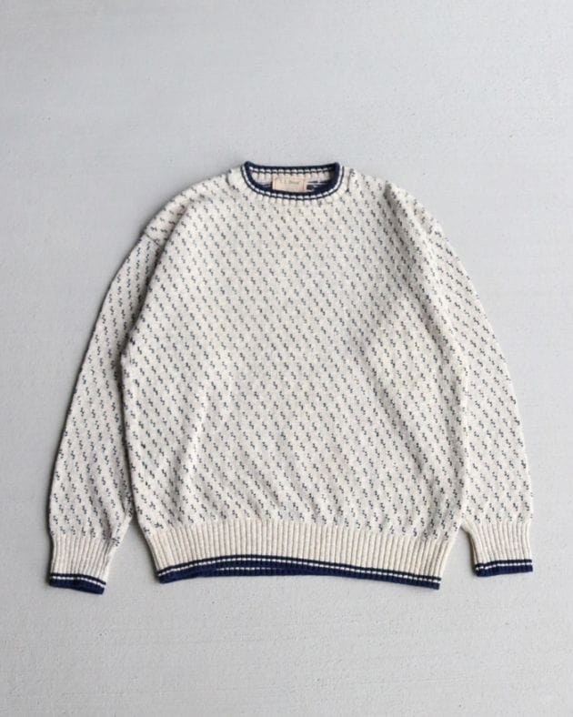 Vintage 80s Natural L.L.BEAN Birdseye Cotton Sweater (L)